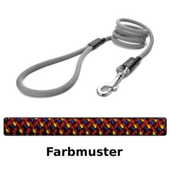 klassische Hundeleine - M - 115cm - dunkelrot, blau, gelb